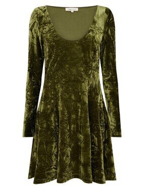 Little Lies Sweet Jane Olive Crushed Mini Dress